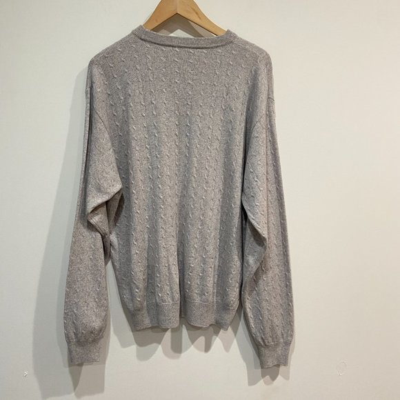 Ilevrieri Men's Lightweight Gray Cable Knit Sweater Cashmere & Silk Size Large - Picture 4 of 6